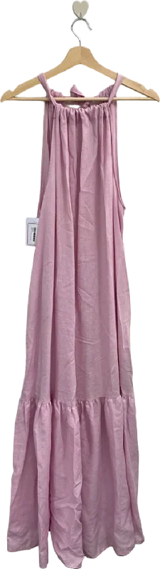 Asceno Pink Linen Dress Medium UK 12