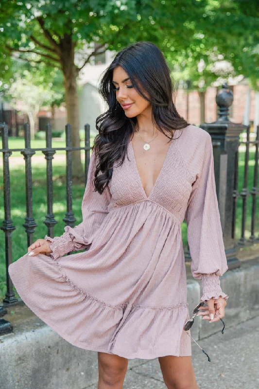 On This Day Dark Mauve Mixed Texture Knit Dress