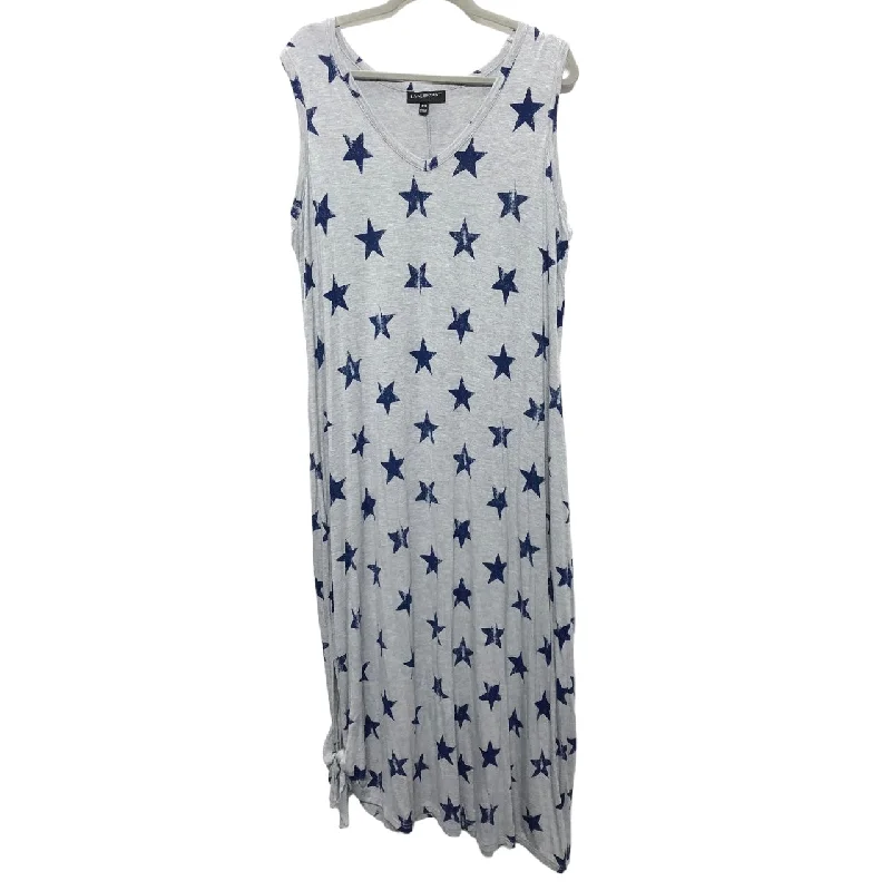 Dress Casual Midi By Lane Bryant In Blue & Grey, Size: Xl