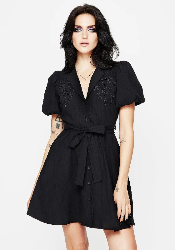 Herbalist Embroidered Mini Shirt Dress