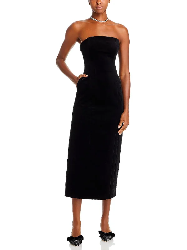 Elizabeth Womens Faux Suede Midi Cocktail And Party Dress