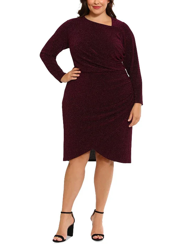 Plus Womens Ruched Long Cocktail And Party Dress