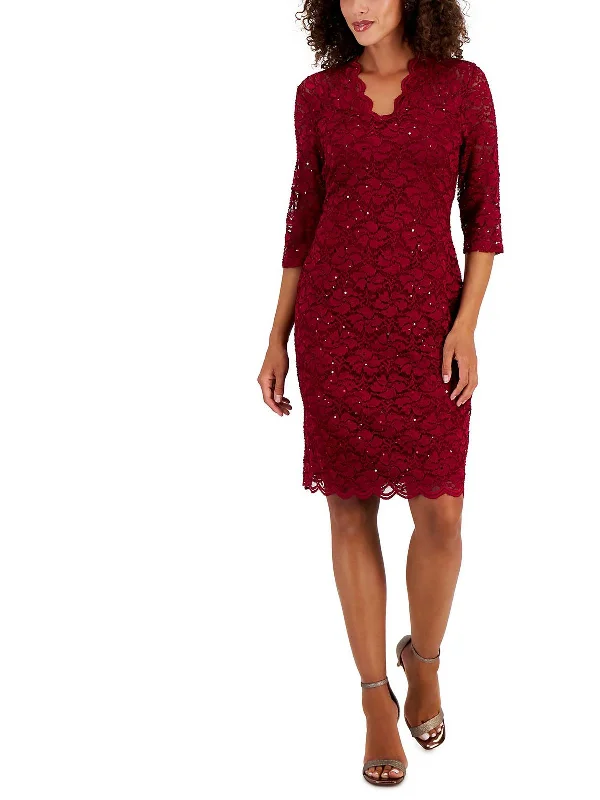 Womens Lace 3/4 Sleeves Cocktail And Party Dress