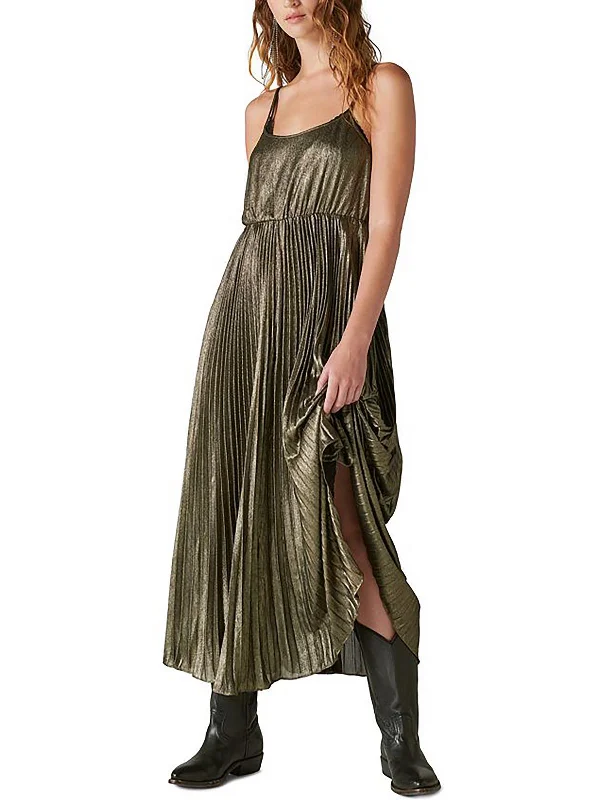 Womens Metallic Shutterpleat Cocktail And Party Dress