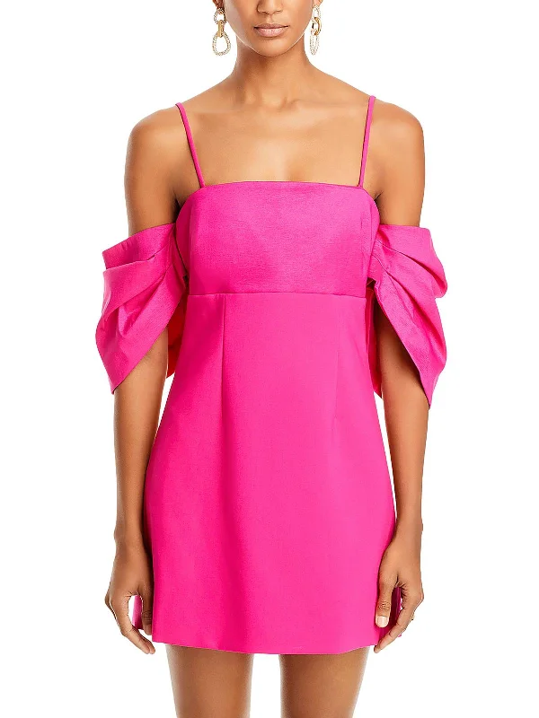 Womens Off-The-Shoulder Knee-Length Cocktail And Party Dress