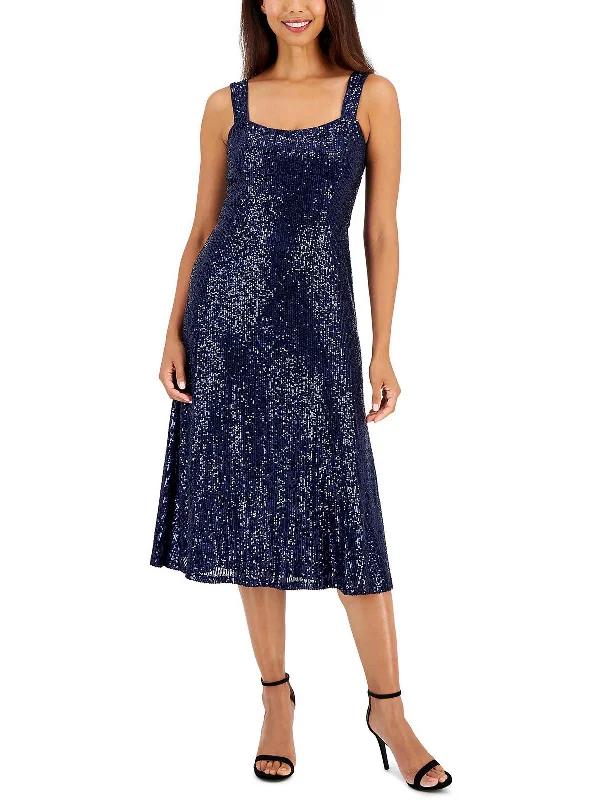 Womens Sequined Midi Cocktail And Party Dress