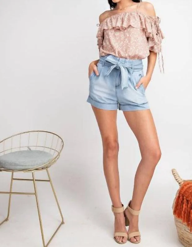 All About The High Waist Shorts In Light Denim