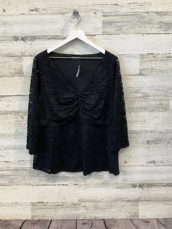 Blouse 3/4 Sleeve By Lane Bryant In Black, Size: 1x