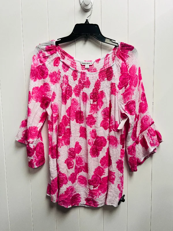 Blouse Long Sleeve By Counterparts In Pink, Size: L