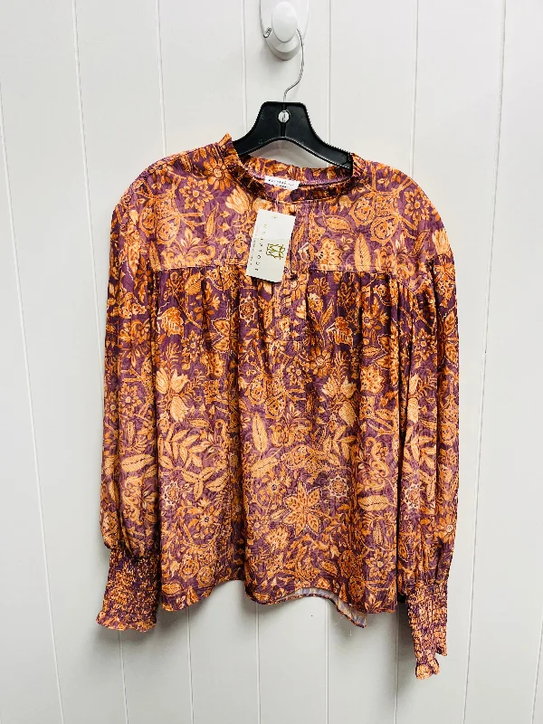 Blouse Long Sleeve By Current Air In Purple, Size: M