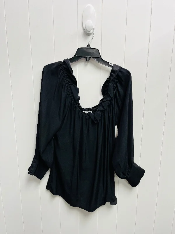 Blouse Long Sleeve By leona -  In Black, Size: M