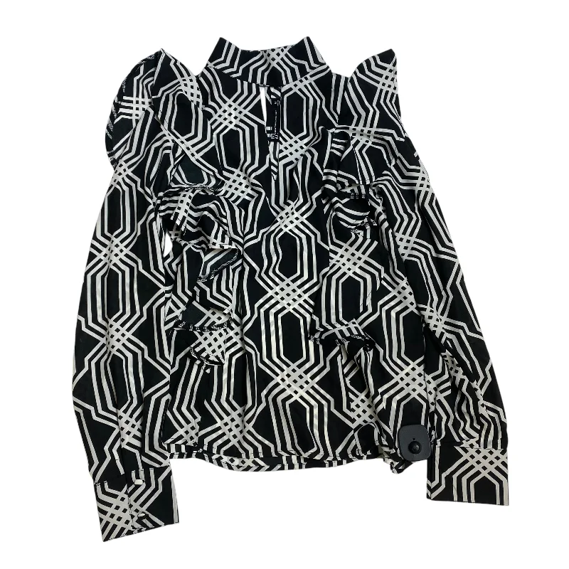 Blouse Long Sleeve By New York And Co In Black & White, Size: M