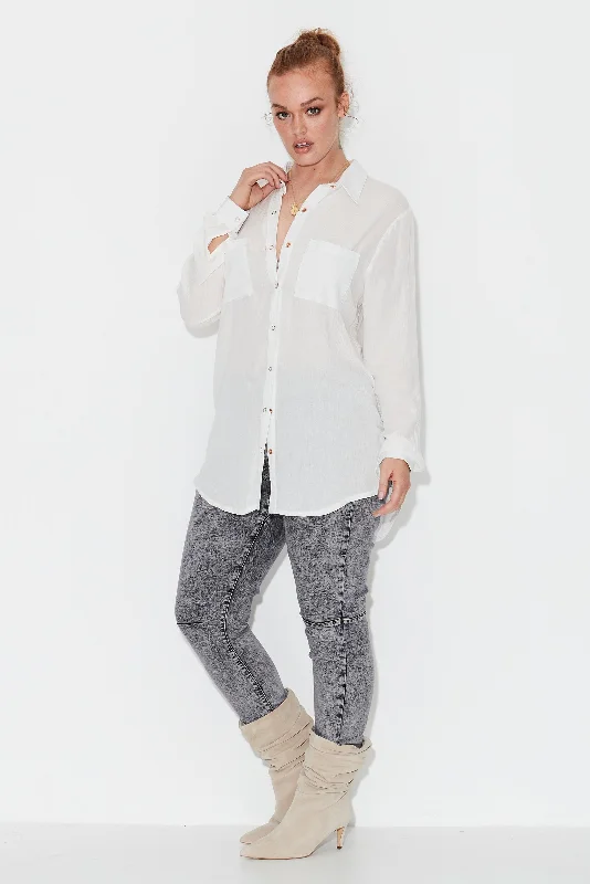 Textured Woven Shirt-White