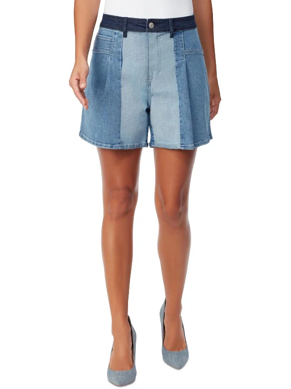 Womens Colorblock Denim Denim Shorts