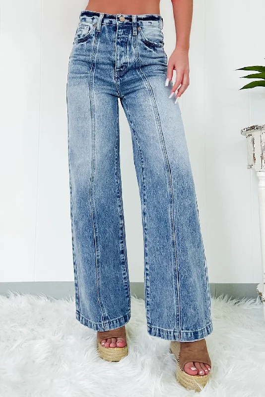 Central Seamed Wide Leg High Waist Jeans