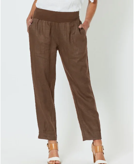 GS Ribbed Waist Linen Pant