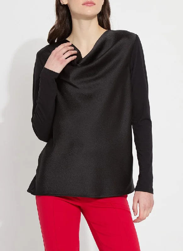 Ingrid Cowl Neck Top - Black