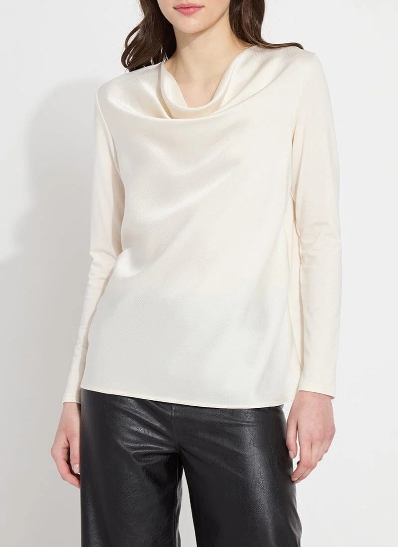 Ingrid Cowl Neck Top - Chalk