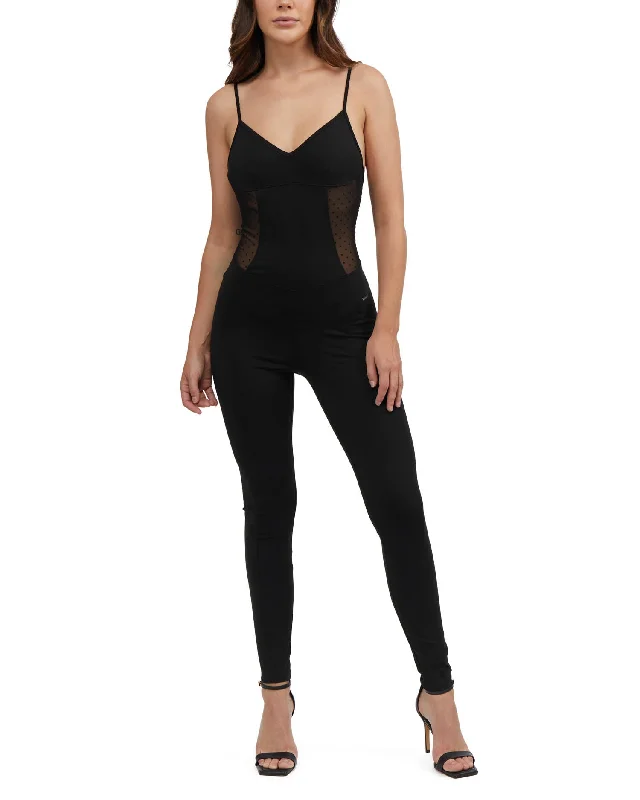 BEBE Women's Mesh Insert Catsuit