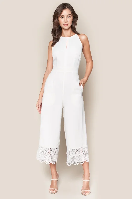 Forever Yours White Lace Trim Jumpsuit