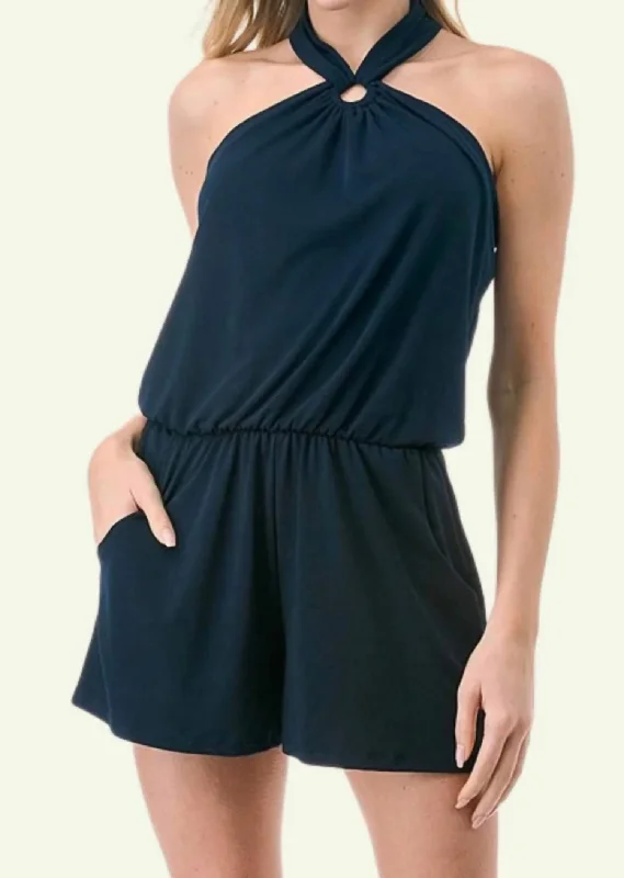 Halter Romper In Navy