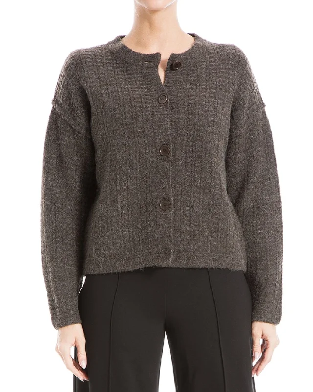 Max Studio Button Front Wool-Blend Cardigan