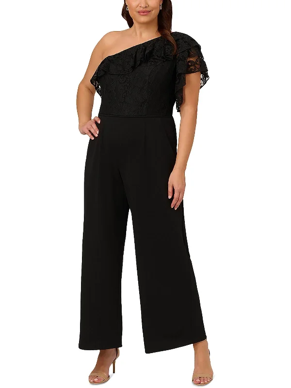 Womens Lace One Shoulder Jumpsuit