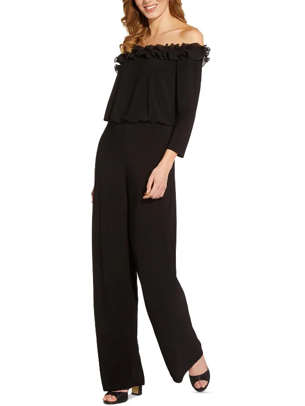 Womens Off the Shoulder Polyester Jumpsuit