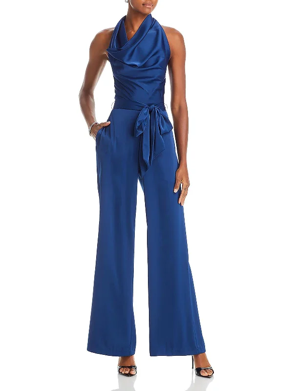 Womens Satin Cowl Neck Jumpsuit