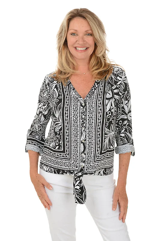 Petite Pattern Play Floral Button-Front Shirt