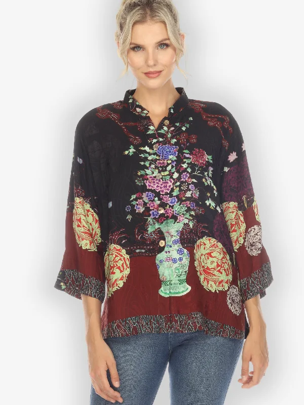 Landscape Mono Tree Fall Silk Blouse