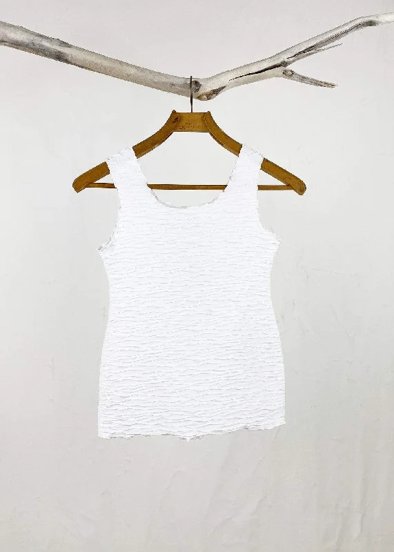 White Crinkle Charming Tank