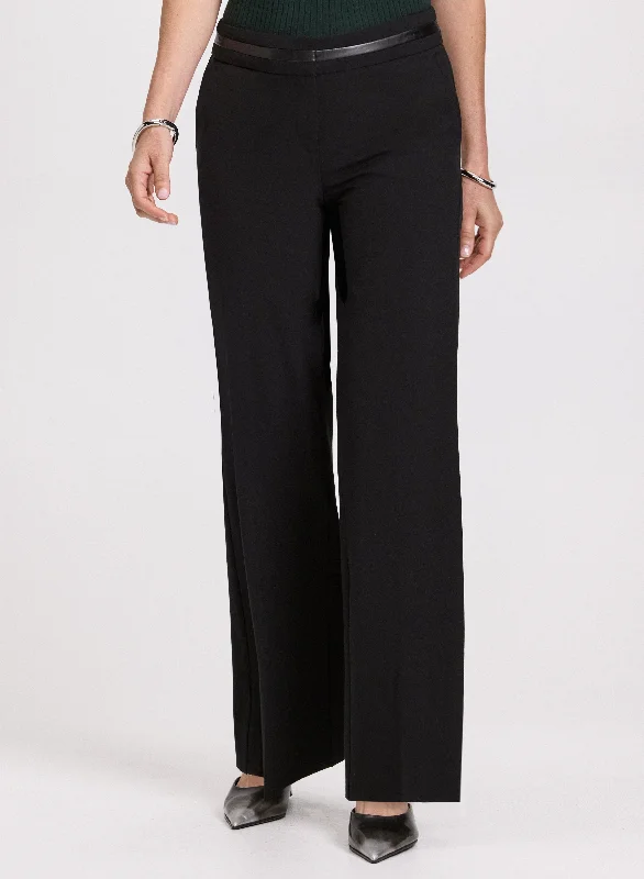 Olivia Vegan Leather Trim Wide-Leg Pants – Short