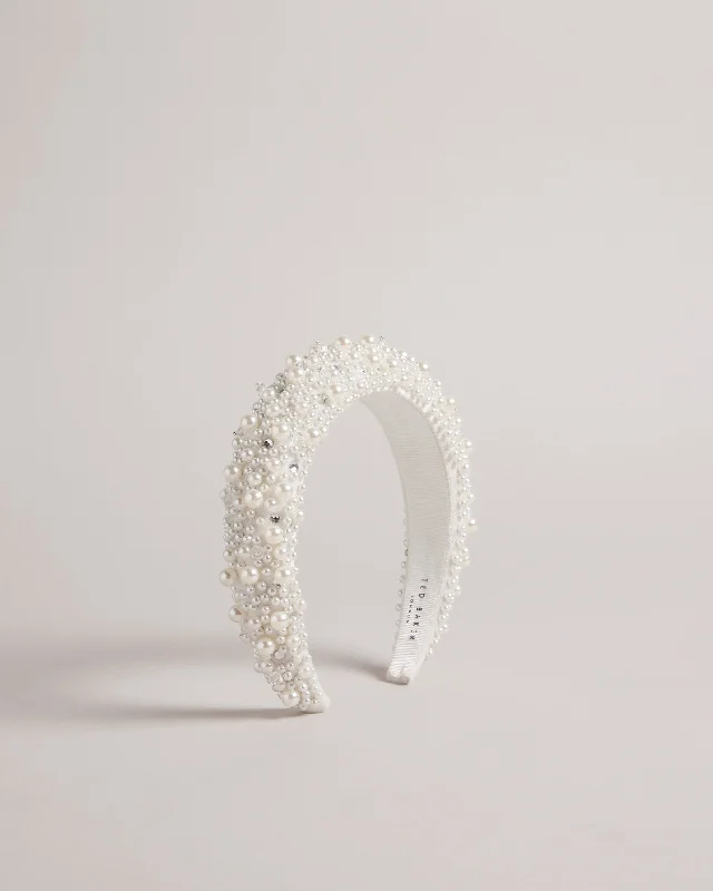 Pearlen Embellished Headband Ecru