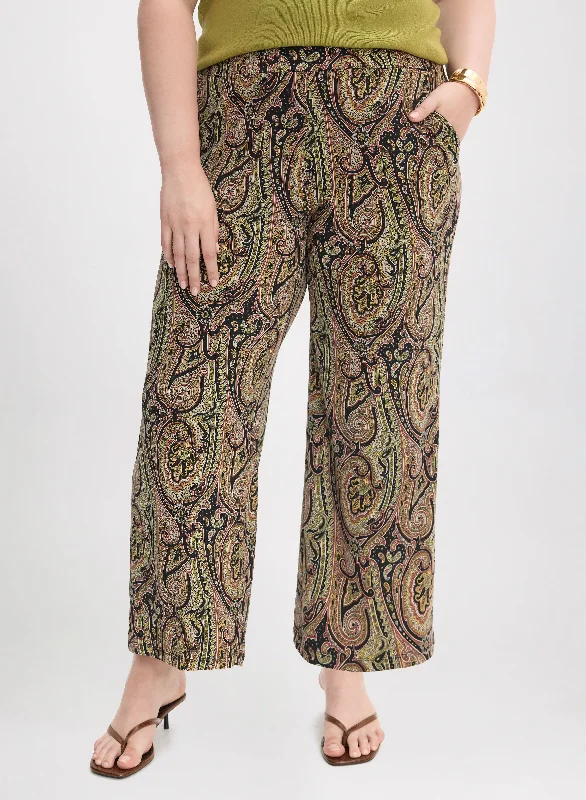 Olivia Paisley Print Wide-Leg Pants