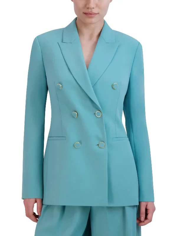 Womens Embellished Long Sleeve Double-Breasted Blazer