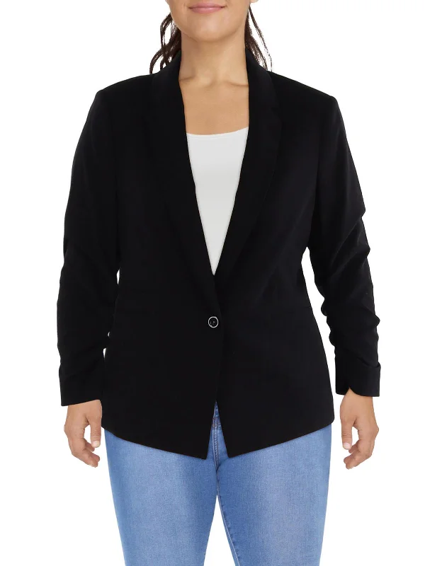 Womens Knit Long Sleeves One-Button Blazer