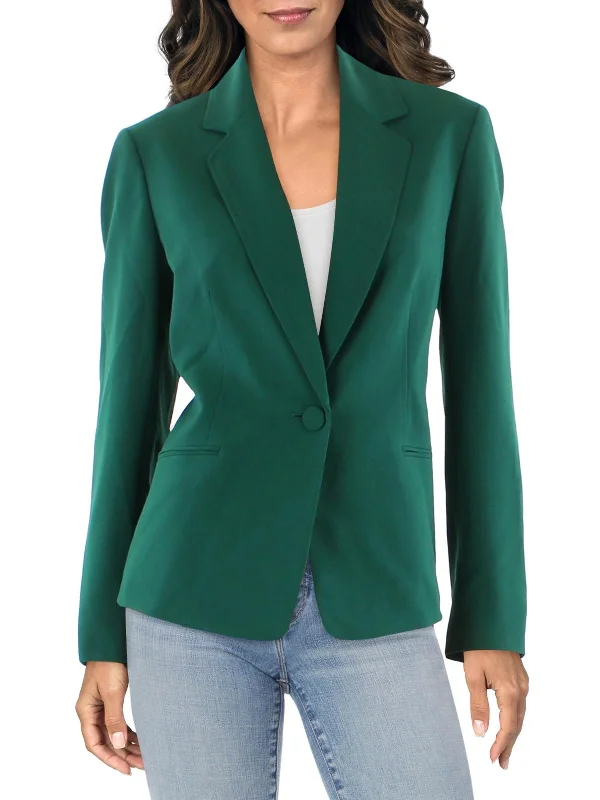 Womens Knit Long Sleeves One-Button Blazer